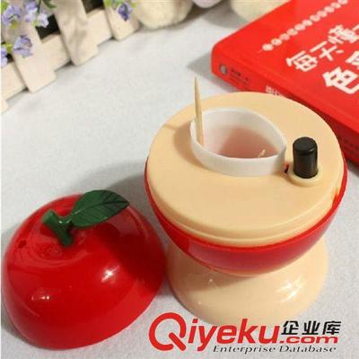 义乌市旺族日用品厂 可爱苹果牙签筒，创意按压自动牙签盒厂家直销